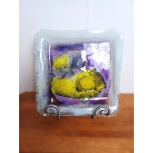 Gilah Omaha Nebraska Hints of Purple and Yellow Fused Glass Show Plate